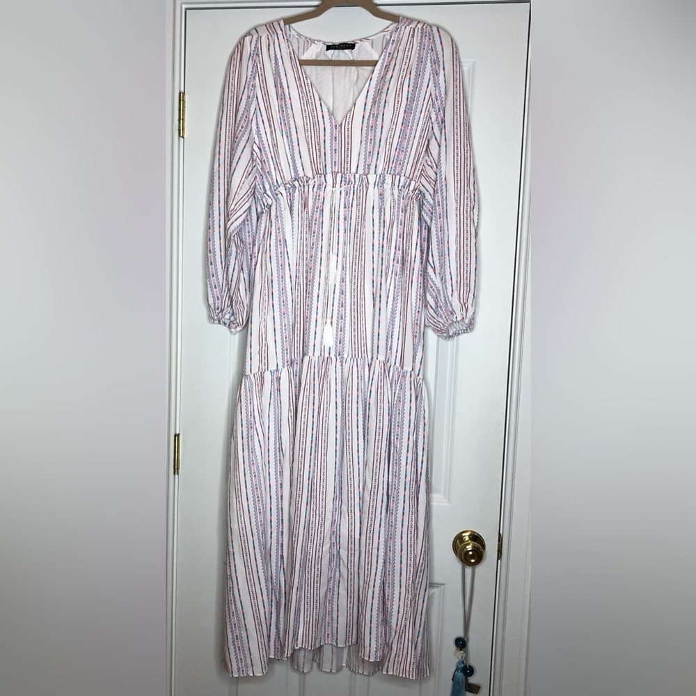 Few Moda Maxi Bohemian Dress White Multi print S
